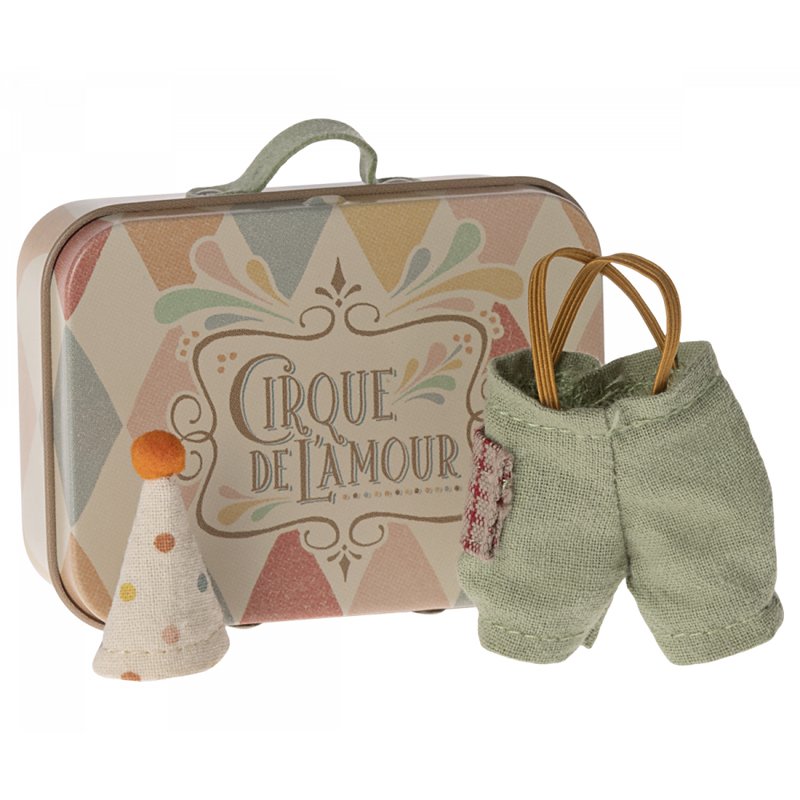 Maileg Mouse Clown Clothes in Suitcase -Little Brother '24(