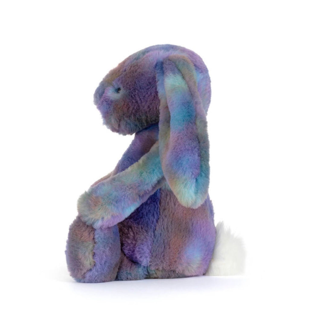 Soft plush bunny toy in rainbow colors 
