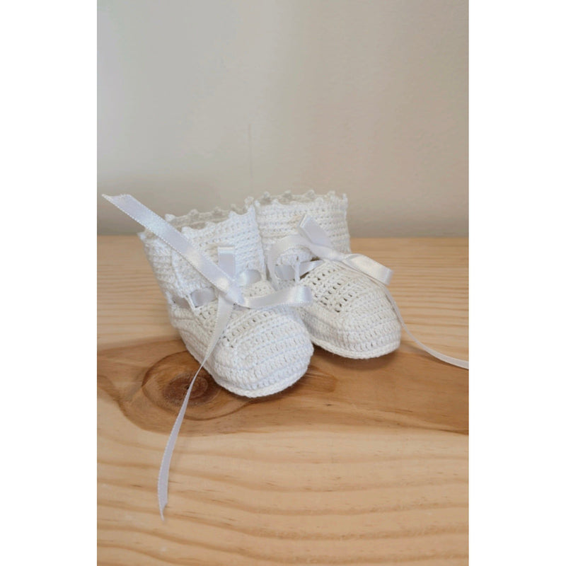 Handmade Crochet Baby Shoes - White