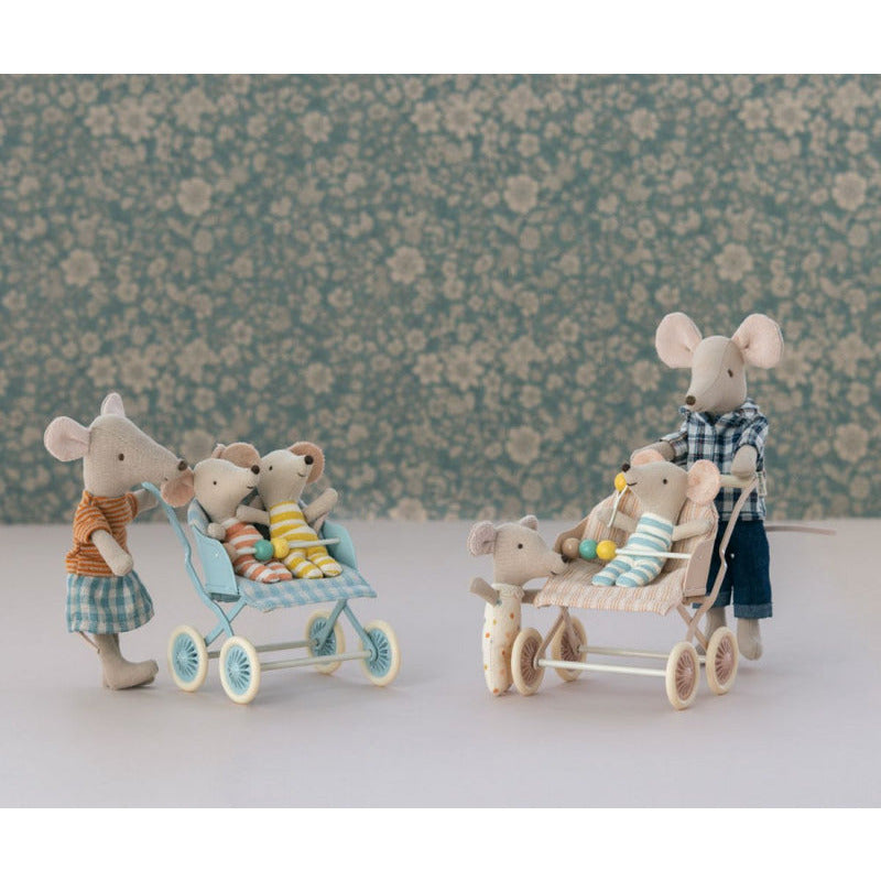Maileg Stroller Baby Mice - Mint