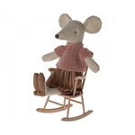 Maileg Rocking Chair-Dark Powder Mouse Size '24 (Ships Mid April)