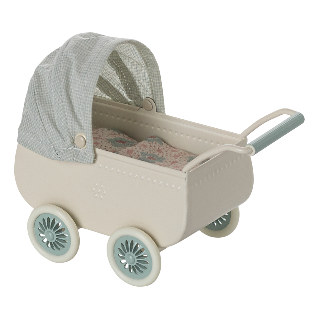 Maileg | Pram With Baby Mouse - Mint '25 (Ships Mid March)