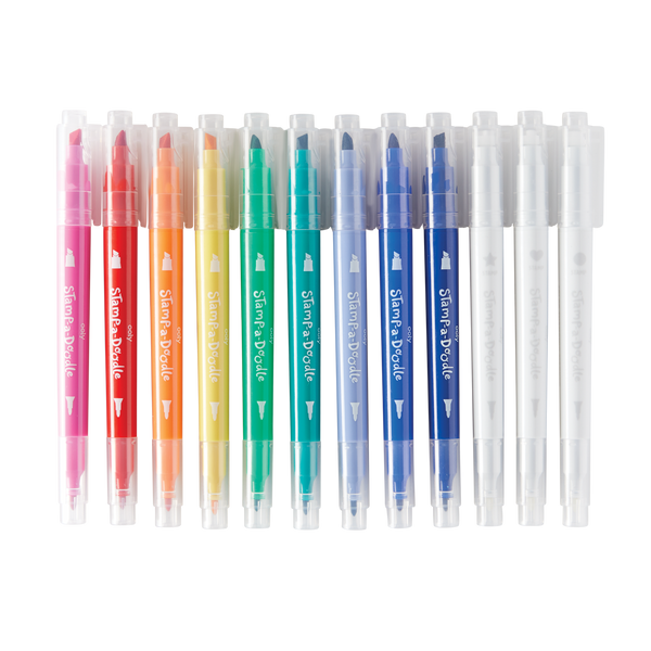 Ooly Stamp-A-Doodle Double-Ended Markers - Set of 12