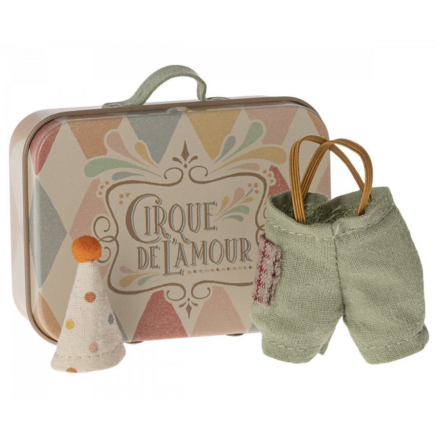Maileg Mouse Clown Clothes in Suitcase -Little Brother '24(
