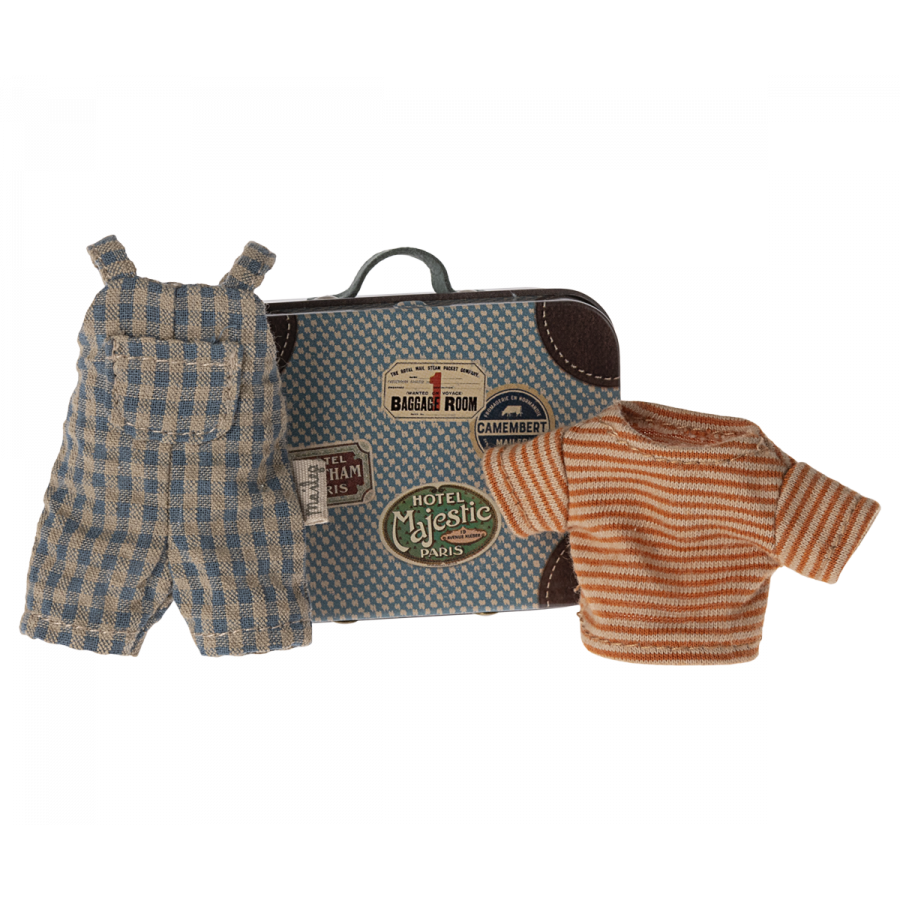 Maileg Overalls and Shirt  in Suitcase Big Brother Mouse