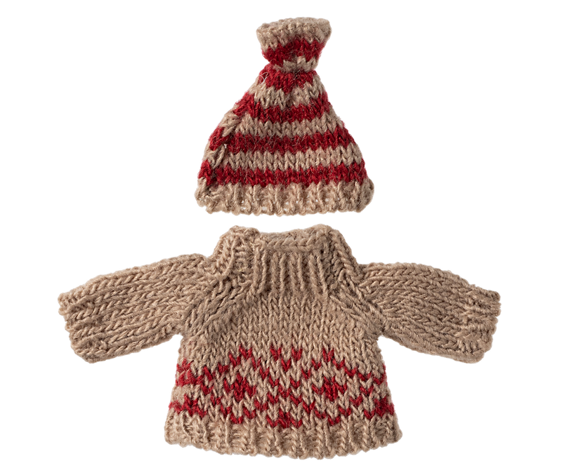 Maileg| Knitted Sweater And Hat, Mum Mouse