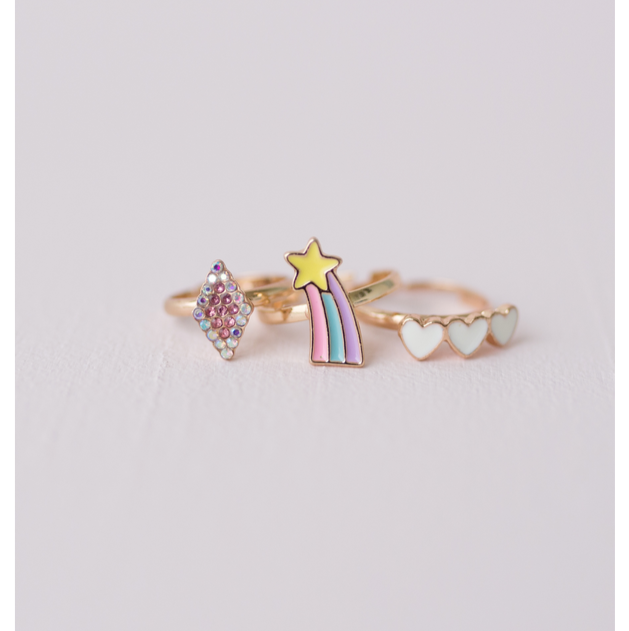 Boutique Heart Star Rings - 3pcs