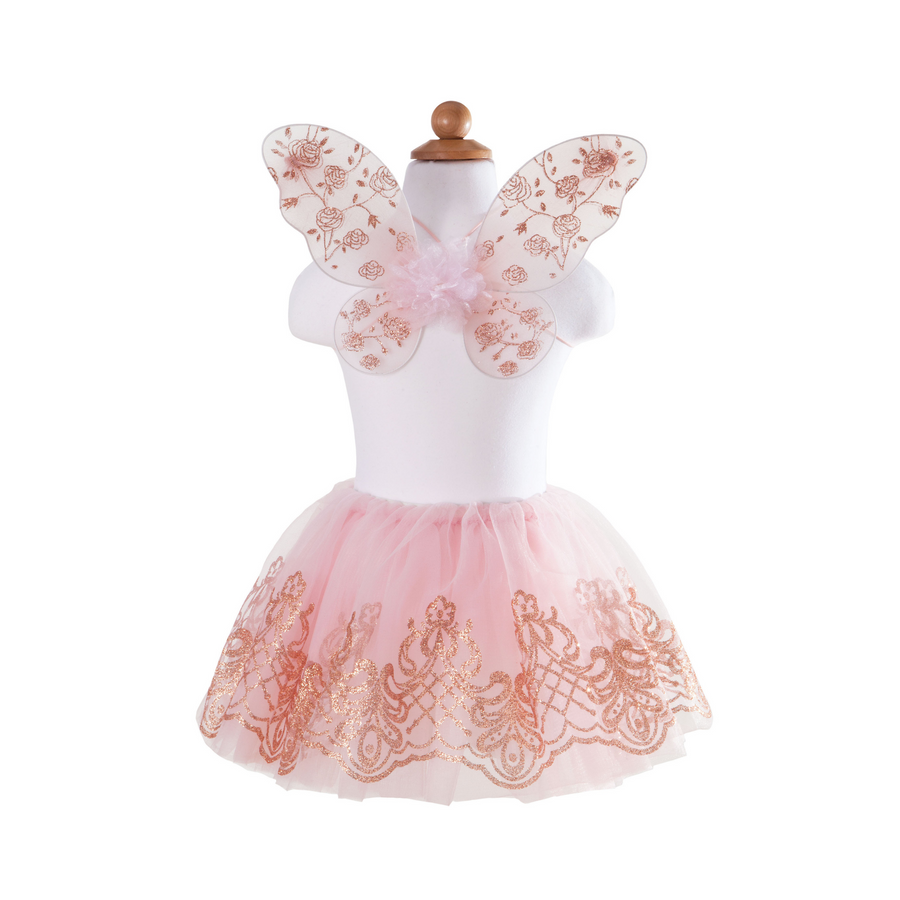 Rose Gold Tutu & Wings Set girl wearing a rose gold costume