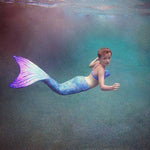 Aurora Borealis Mermaid Tail + Lavender Monofin Set: L - Child 8/10