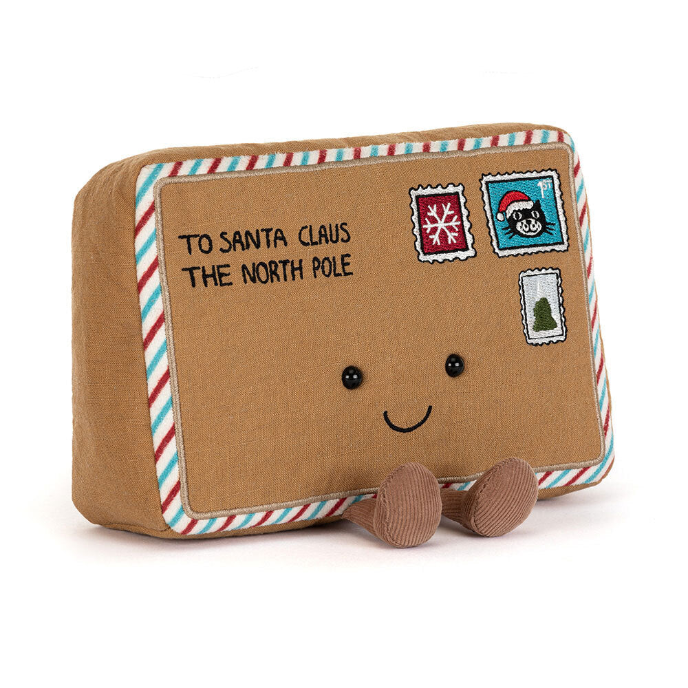 Jellycat Amuseables Letter To Santa with decorative border and sewn stamps