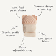 Baby bath mitt with bear ears on a white background