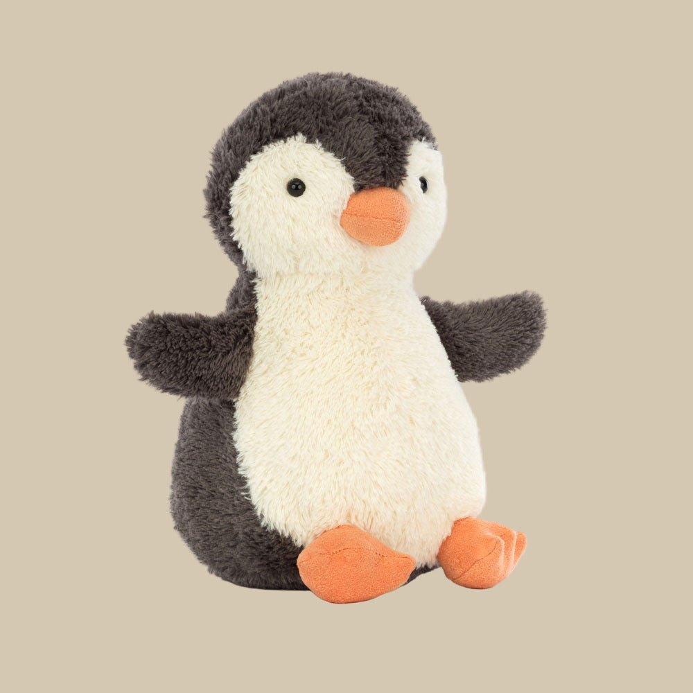 Jellycat Peanut Penguin Medium with orange beak and feet