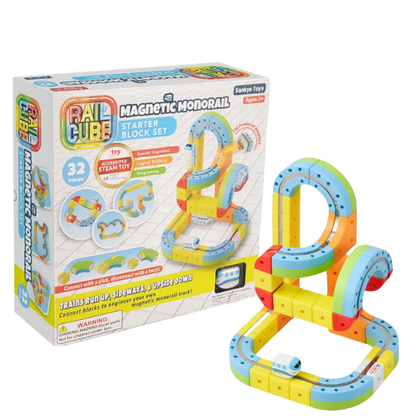 Meekins Corp | Rail Cube Magnetic Monorail Starter Set | Happy Monkey Shop