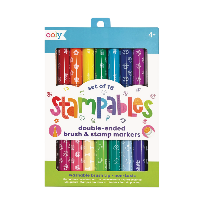 Ooly Stampables Double-Ended Stamp & Brush Markers - Set of 18