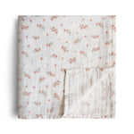 Muslin Swaddle Blanket Organic Cotton (Pink Flowers)