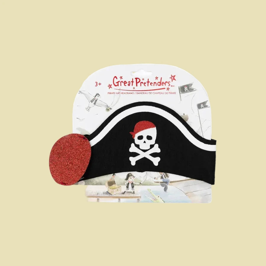 Great Pretenders Pirate Hat Headband with Red Eyepatch