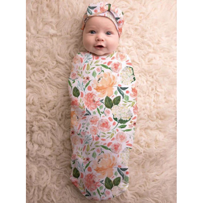 Cutie Cocoon™ Matching Cocoon & Hat Set - Peach Floral