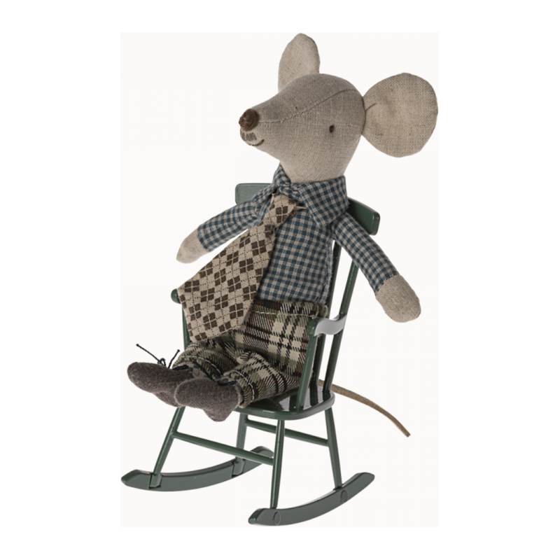 Maileg Rocking Chair-Dark Green Mouse Size '24 (Ships Mid April)