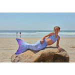 Aurora Borealis Mermaid Tail + Lavender Monofin Set: L - Child 8/10