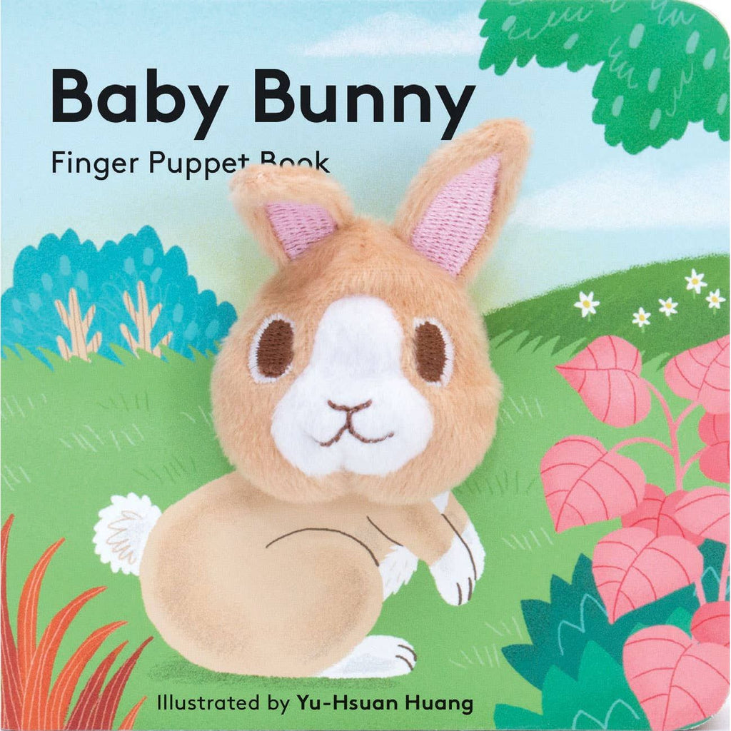 Baby Bunny finger puppet book with a rabbit illustration on a colorful background