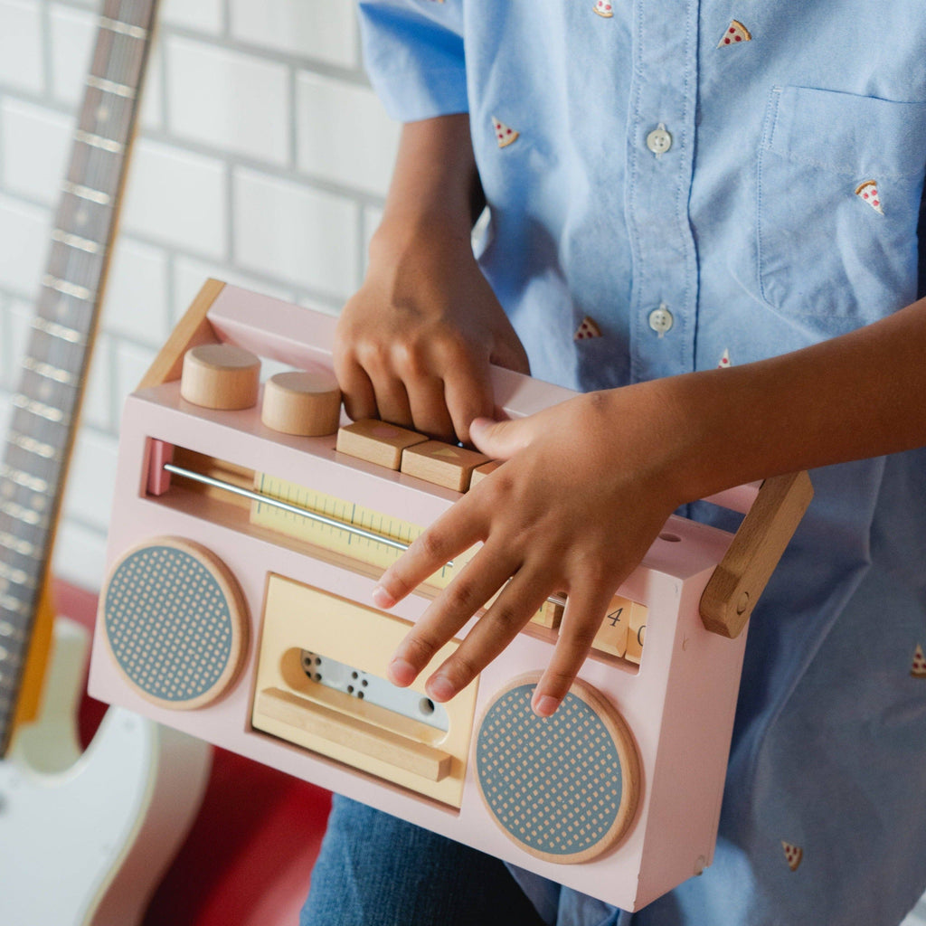 Retro Wooden Tape Recorder - Pink