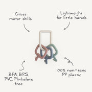 Set of colorful silicone keys on a white background