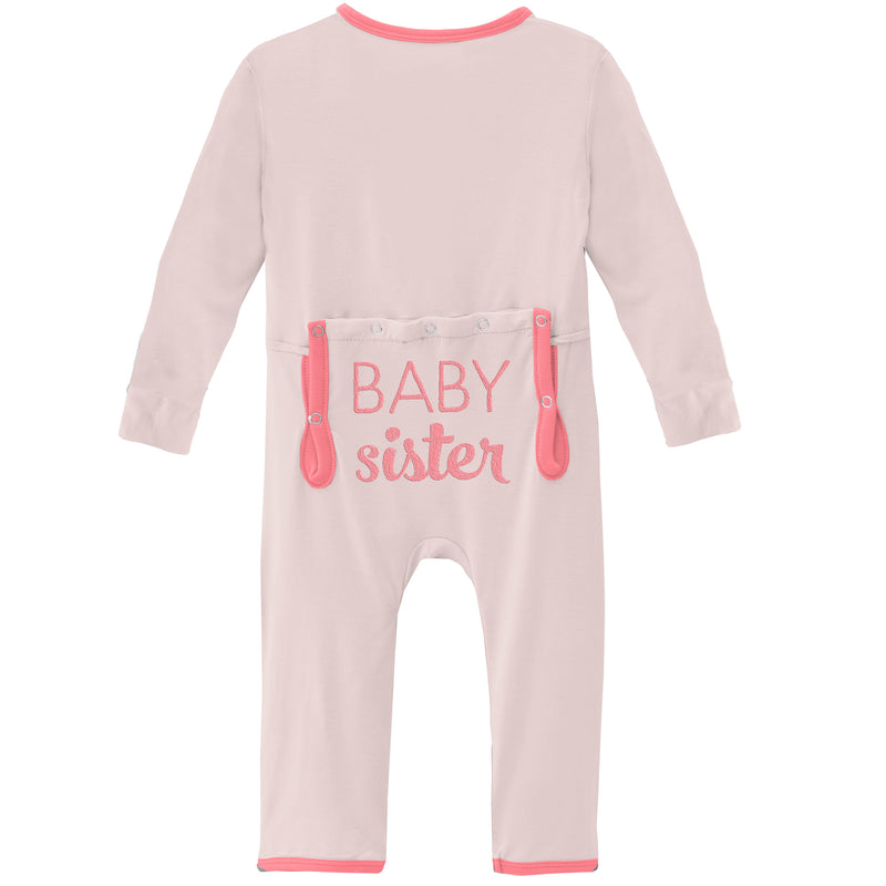 Applique Coverall With Zipper in Macaroon Baby Sister