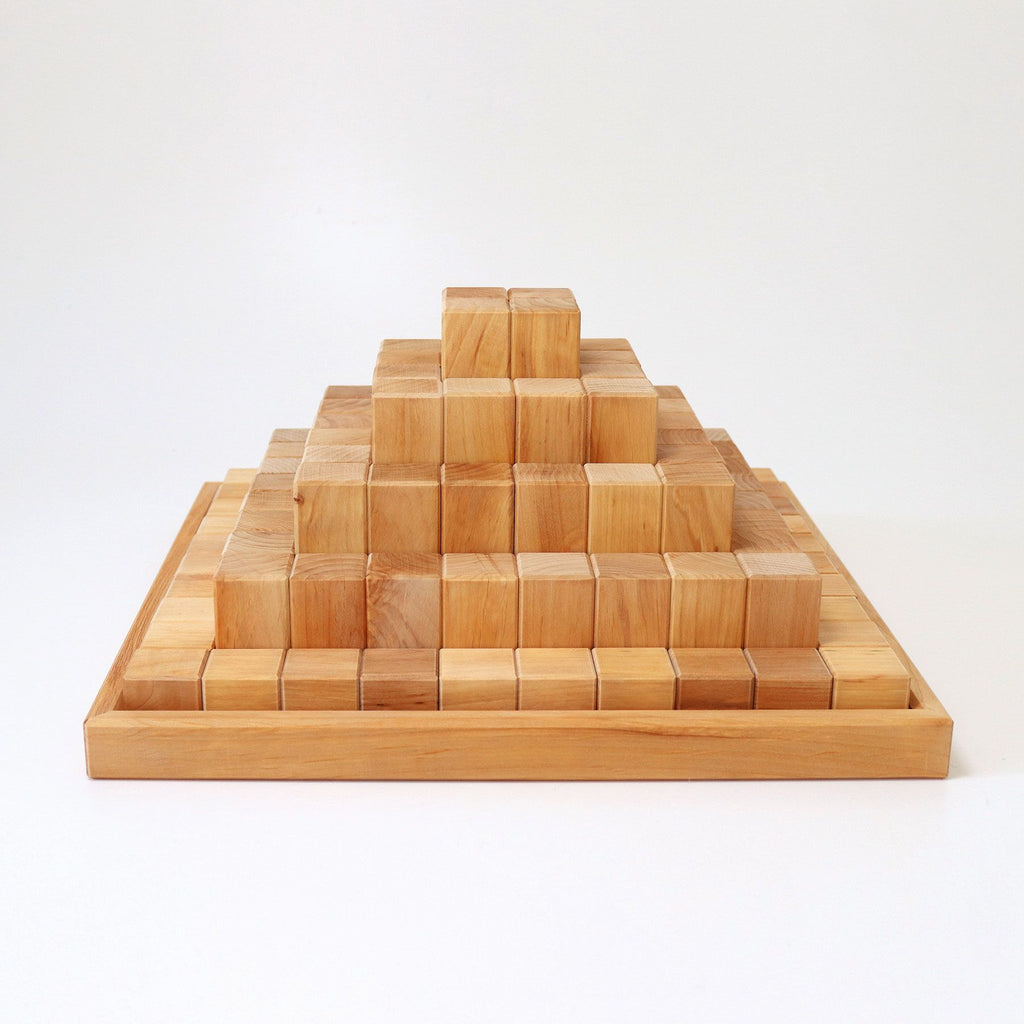 Grimm's Large Natural Stepped Pyramid Wooden Blocks