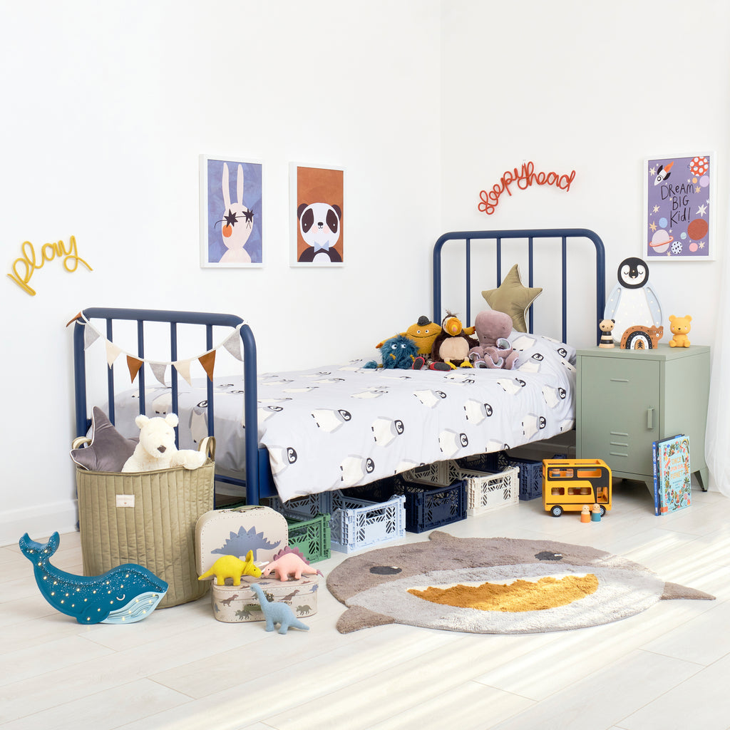 Aykasa Medium Folding Crate- Cobalt Blue Happy Monkey Baby and Kids