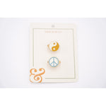 Enamel Rings Set - Ying Yang+Peace Sign