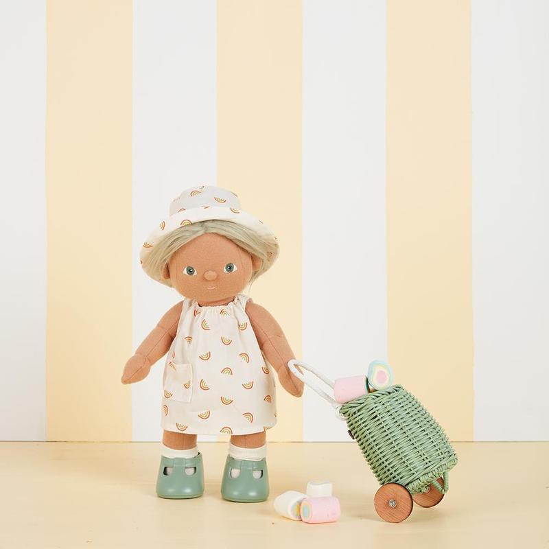 Olli Ella Dinkum Doll Una Dress Set - Ivory Happy Monkey Baby & Kids