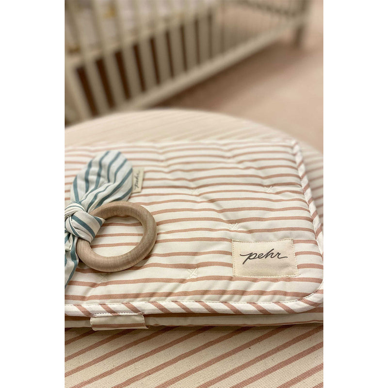 Pehr- Striped On-the-Go Portable Changing Pad- Stripes Away Rose Pink Happy Monkey Baby and Kids