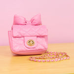 Mini Bow Quilted Crossbody - Pink