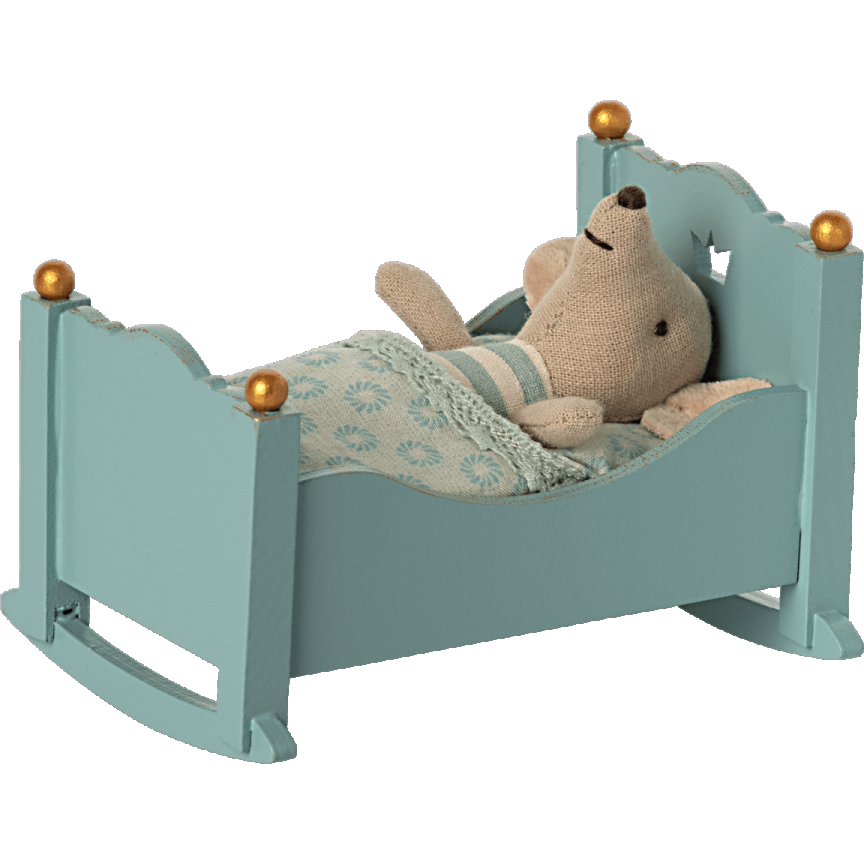 Maileg Cradle Baby Mouse - Blue Happy Monkey Baby & Kids