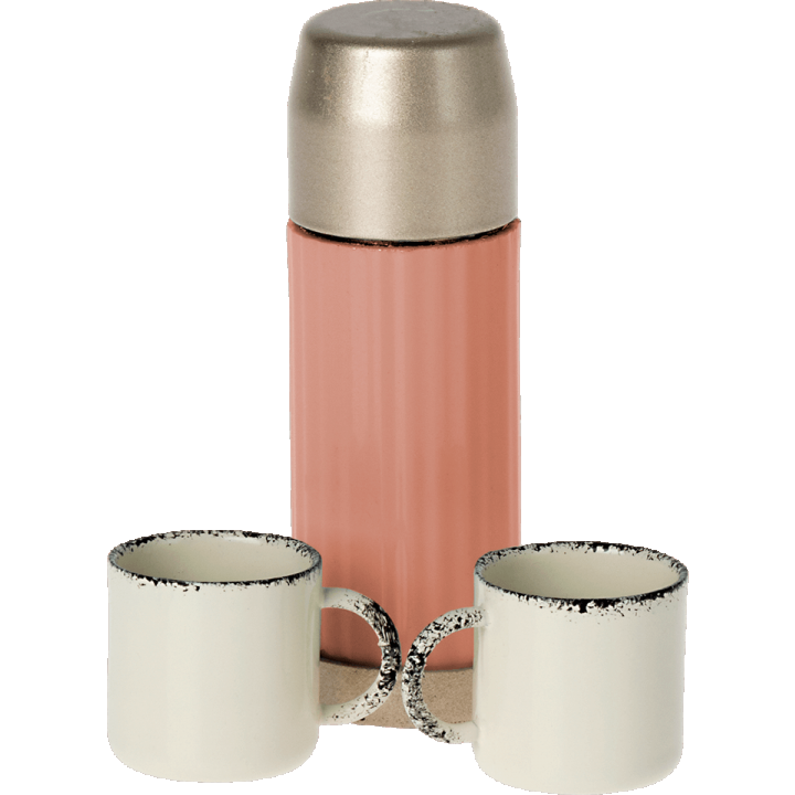 Maileg- Thermos and Cups- Soft Coral Happy Monkey Baby and Kids