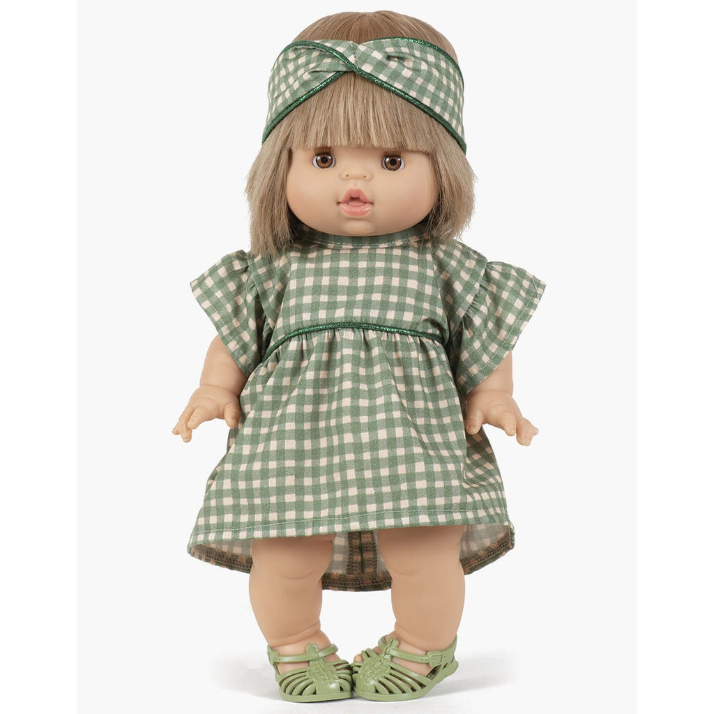 Minikane Doll Clothes - Daisy Green Gingham Dress with Headband