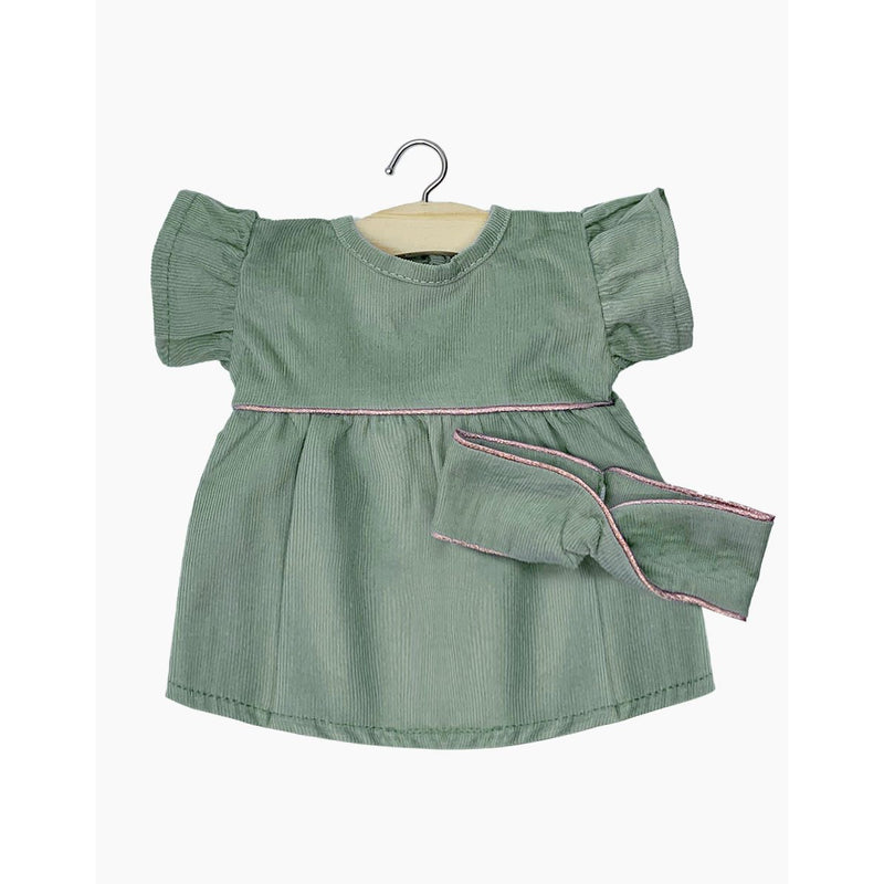 Minikane Doll Clothes - Daisy Dress in Sage Green with Headband